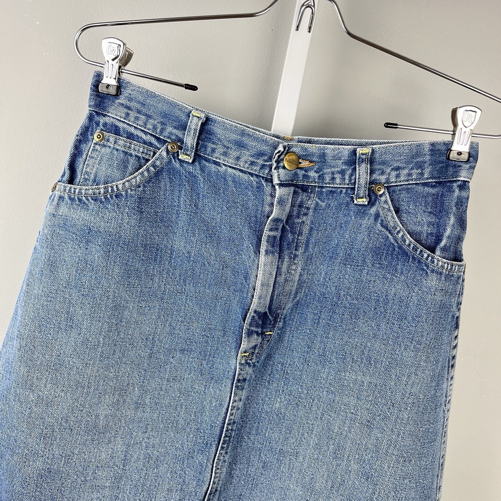 Vintage L.L. Bean Denim Jean Midi Skirt Womens‎ 12 A-Line Blue 28 Waist Boho - Picture 2 of 9